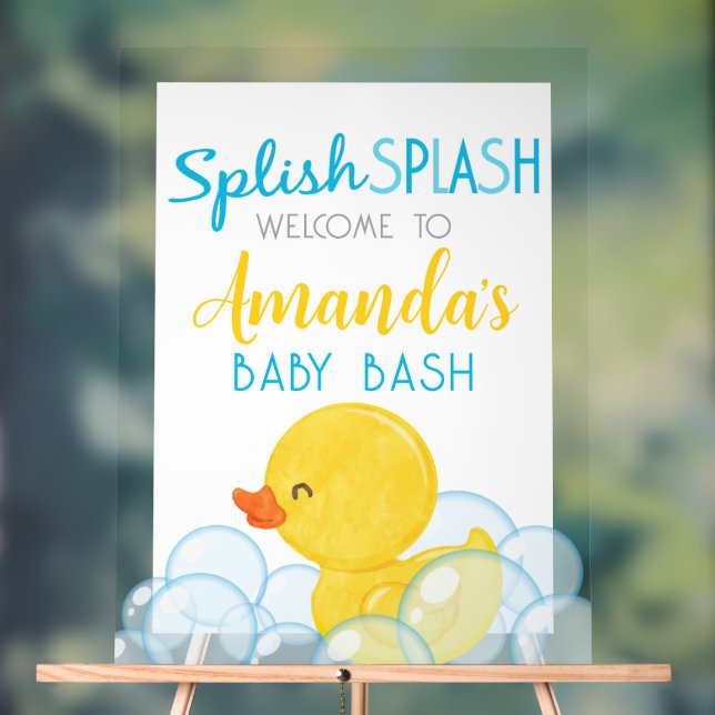 Señal Acrílica Bienvenida a Splish Splash Baby Bash Rubber Duque (Neutral )