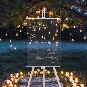 Señal Acrílica Bienvenida a un Boda blanco siempre elegante