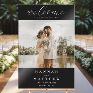 Señal Acrílica Bienvenida a un Boda fotográfico elegante y modern