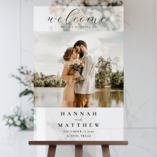 Señal Acrílica Bienvenida a un Boda fotográfico elegante y modern
