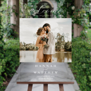 Señal Acrílica Bienvenida a un Boda fotográfico elegante y modern