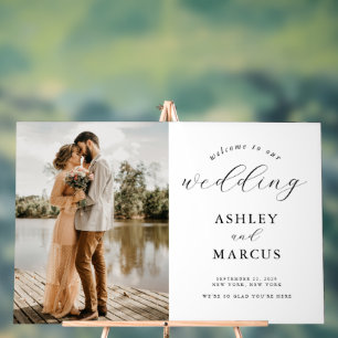 Señal Acrílica Bienvenida a un Boda fotográfico simple y elegante