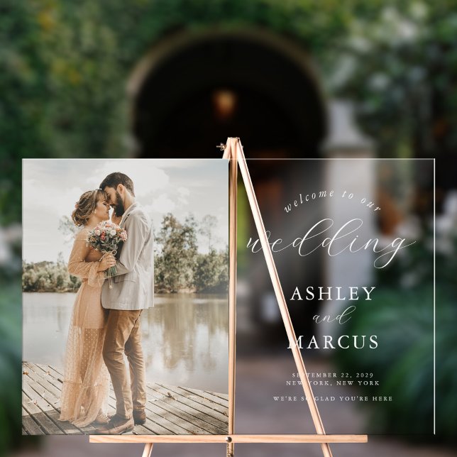 Señal Acrílica Bienvenida a un Boda fotográfico simple y elegante (Subido por el creador)