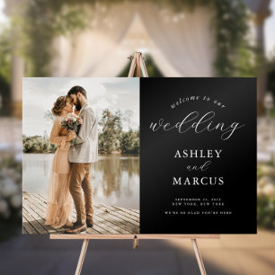 Señal Acrílica Bienvenida a un Boda fotográfico simple y elegante