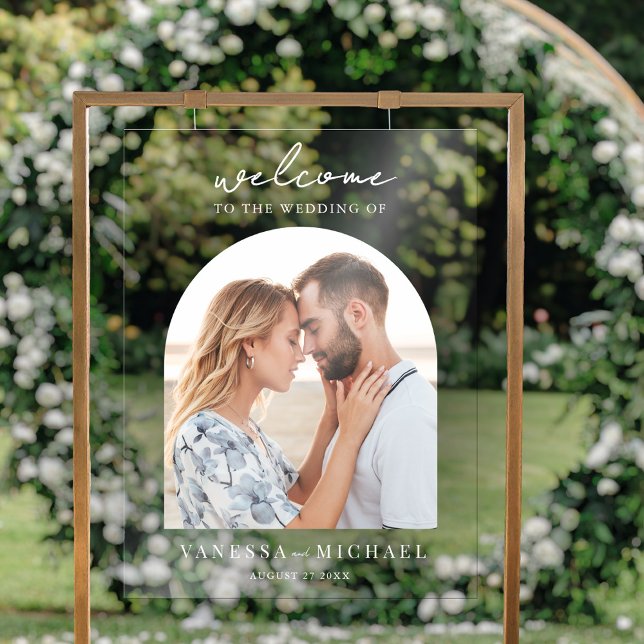 Señal Acrílica Bienvenida a un Boda fotográfico simple y elegante (Subido por el creador)