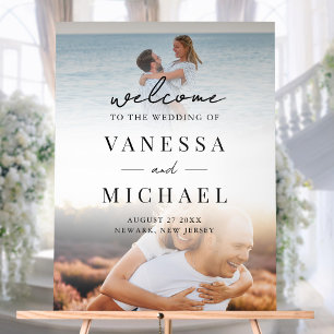 Señal Acrílica Bienvenida a un Boda fotográfico simple y elegante