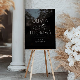 Señal Acrílica Bienvenida a un Boda negro Minimalista moderno