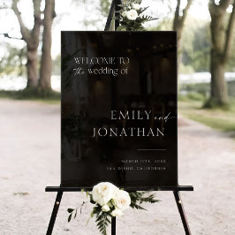 Señal Acrílica Bienvenida a un Boda negro moderno
