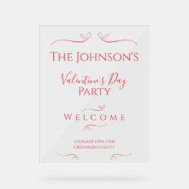 Señal Acrílica Bienvenida a un Fiesta El día de San Valentín míni