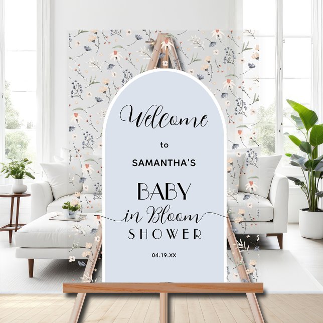 Señal Acrílica Bienvenida a Wildflower Boy Baby Shower (Wildflowers boy baby shower welcome acrylic sign)