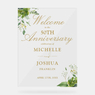 Señal Acrílica Bienvenida al 50º Aniversario de Boda con Vegetaci