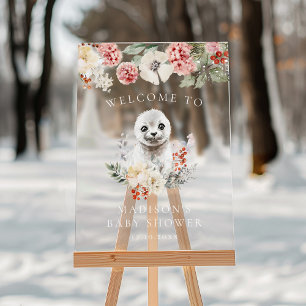 Señal Acrílica Bienvenida al baby shower del bebé foca ártico acu