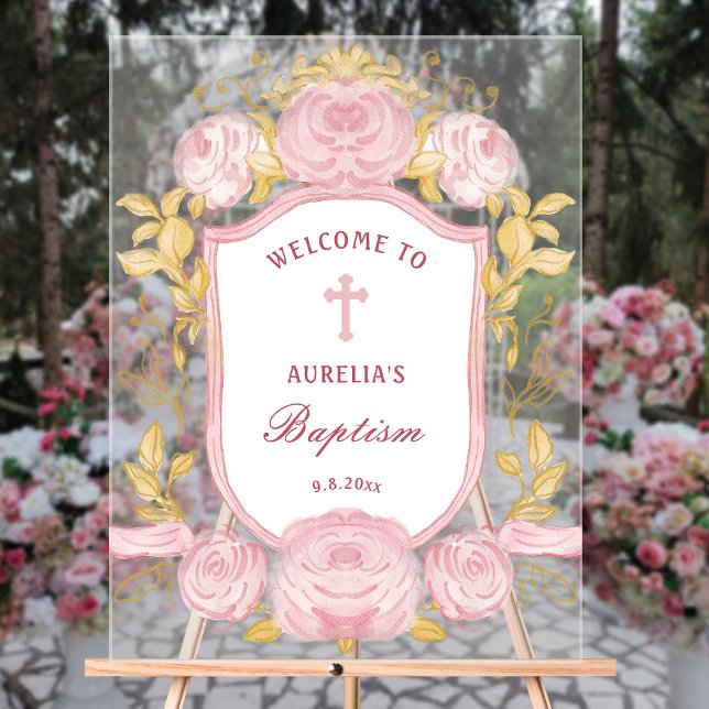 Señal Acrílica Bienvenida al bautismo Escudo de los Rosas de acua (Subido por el creador)