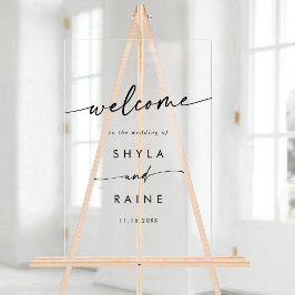 Señal Acrílica Bienvenida al Boda Acrílico Moderno y Claro Boho