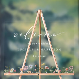Señal Acrílica Bienvenida al Boda Boho Colorful Wildflowers