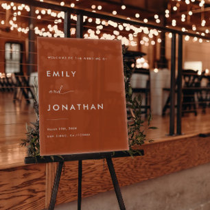 Señal Acrílica Bienvenida al Boda Boho Fall Terracotta