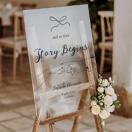 Señal Acrílica Bienvenida al Boda de arte de la línea Minimalista