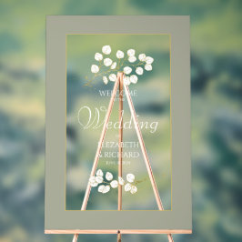 Señal Acrílica Bienvenida al Boda del Sage Green Gold Eucalyptus
