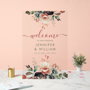 Señal Acrílica Bienvenida al Boda Floral Boho Summer Garden