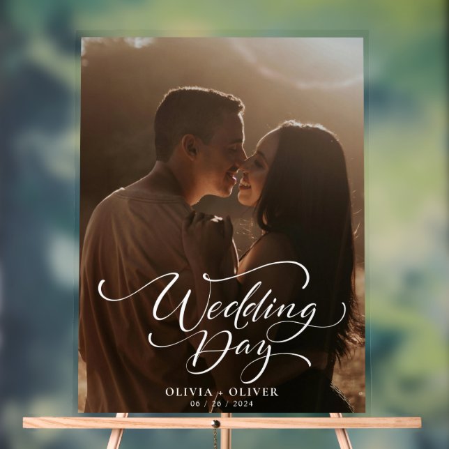 Señal Acrílica Bienvenida al boda fotográfico personalizado (Neutral )