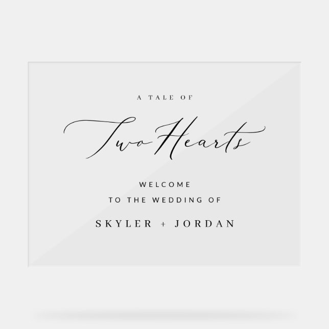 Señal Acrílica Bienvenida al Boda Mínimo Blanco Negro Moderno (Anverso)