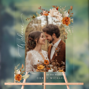 Señal Acrílica Bienvenida al Boda moderno Fall Arch
