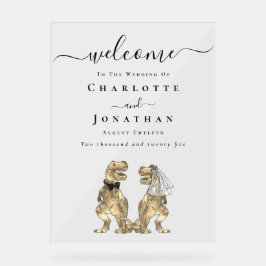 Señal Acrílica Bienvenida al Boda temático Dinosaurio