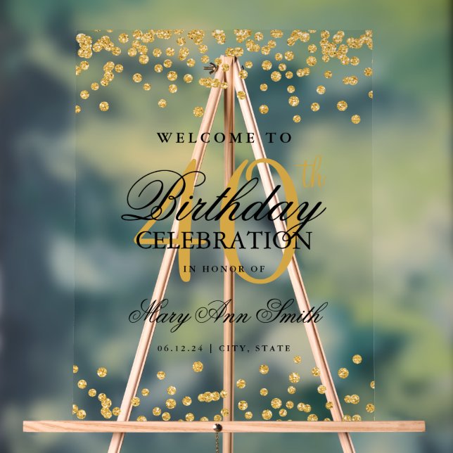 Señal Acrílica Bienvenida al Fiesta de cumpleaños 40 Purpurina de (Neutral )