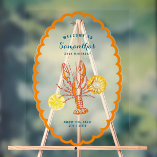 Señal Acrílica Bienvenida al Fiesta veraniego de BBQ Seafood