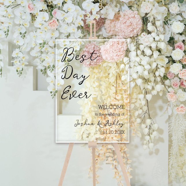 Señal Acrílica Bienvenida al mejor Boda de caligrafía de escritur (Best Day Ever Script Calligraphy Wedding Welcome Acrylic Sign
)