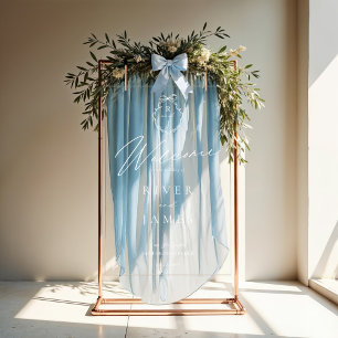 Señal Acrílica Bienvenida al monograma del Boda de la cinta y el 