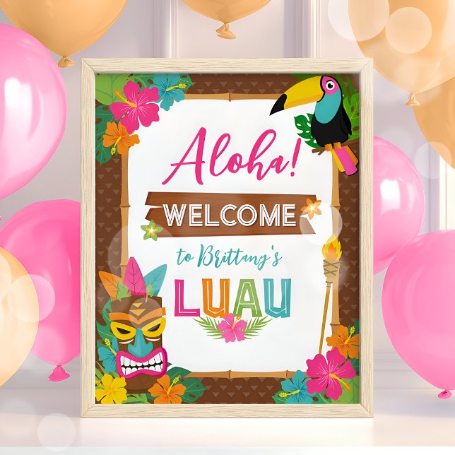 Señal Acrílica Bienvenida Aloha Luau Tropical Cumpleaños (Subido por el creador)