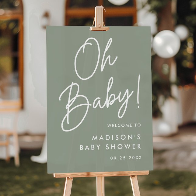 Señal Acrílica Bienvenida Baby Shower de Baby Script Green (Subido por el creador)