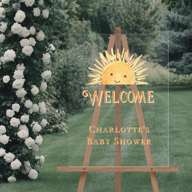 Señal Acrílica Bienvenida Baby Shower de Boho Sun Sunshine (Subido por el creador)