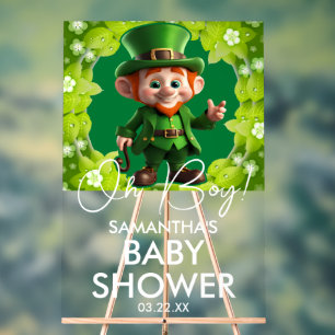 Señal Acrílica Bienvenida Baby Shower de Oh Boy Leprechaun