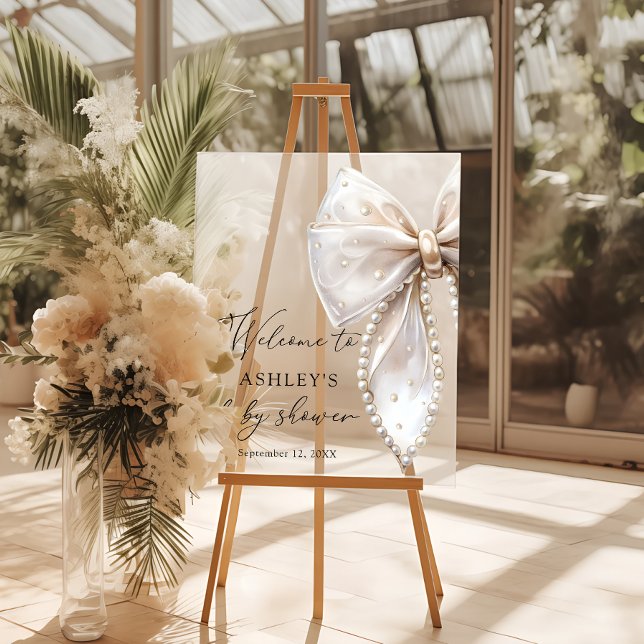 Señal Acrílica Bienvenida Baby Shower de White Bow (Subido por el creador)