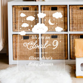 Señal Acrílica Bienvenida Baby Shower de White On Cloud 9
