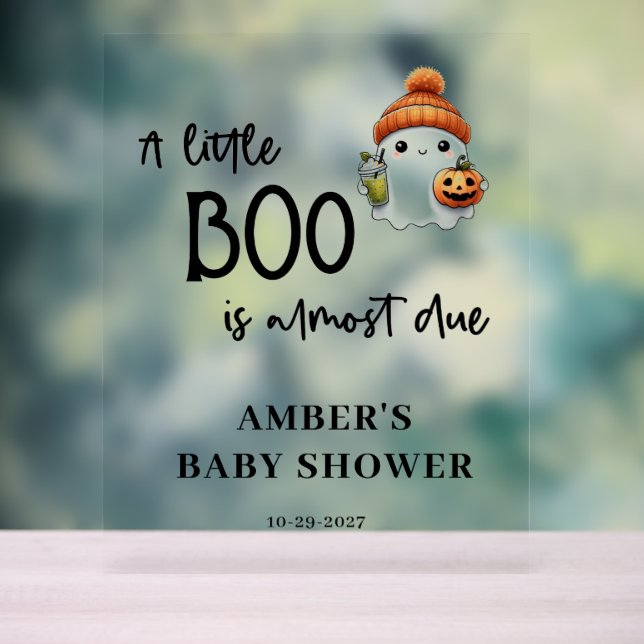 Señal Acrílica Bienvenida Baby Shower en Little Boo Halloween (Neutral )