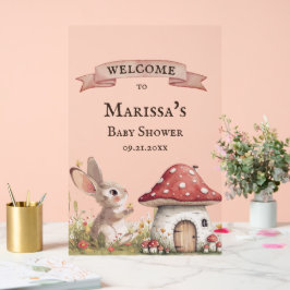 Señal Acrílica Bienvenida Baby Shower para Conejito Vintage