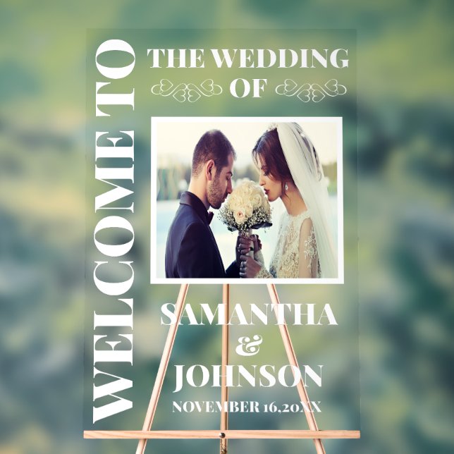 Señal Acrílica Bienvenida Boda de fotos personalizado (Neutral )