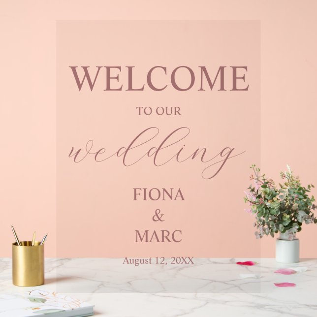 Señal Acrílica Bienvenida boda elegante  (Boda)