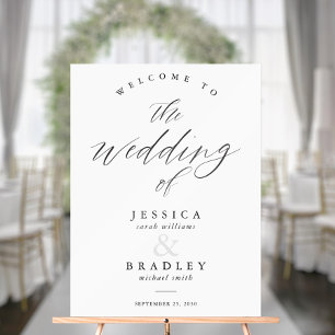 Señal Acrílica Bienvenida Boda elegante de caligrafía de Moda mod