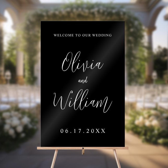 Señal Acrílica Bienvenida Boda elegante de escritura caligráfica (Subido por el creador)