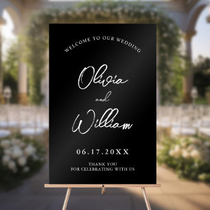 Señal Acrílica Bienvenida Boda elegante de escritura caligráfica