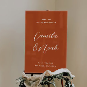 Señal Acrílica Bienvenida Boda elegante de Terracotta Caída