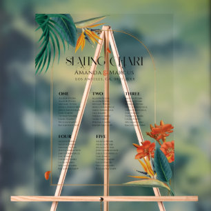 Señal Acrílica Bienvenida Boda Fancy Tropical Flowers