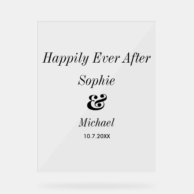 Señal Acrílica Bienvenida boda Felices para siempre  (Anverso)