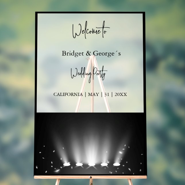 Señal Acrílica bienvenida boda foco abstracto negro y escarcha (Neutral )