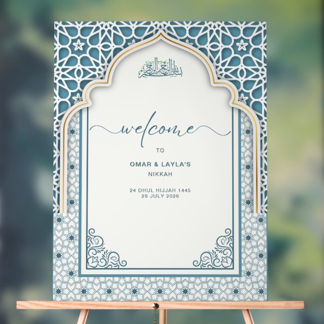 Señal Acrílica Bienvenida Boda islámico personalizado (Neutral )