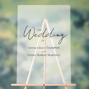 Señal Acrílica Bienvenida Boda mínima personalizada Escarcha